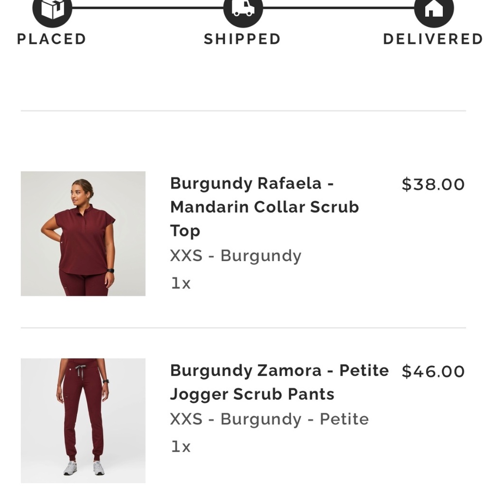Burgandy XXS/XXSP & maternity FIGS scrubs